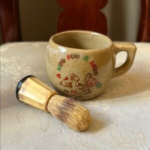 Antique Champrel 1930s shaving mug and original brush set
